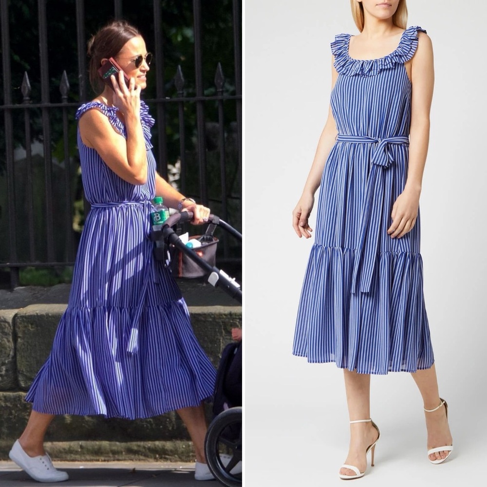 MICHAEL Michael Kors ruffle striped midi dress ASO Pippa Middleton